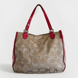 Coach‎ Poppy Hallie Signature Metallic Outline East West Bag Tote